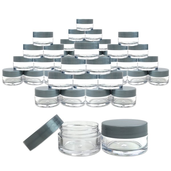 Beauticom 600 Pieces 20G/20ML Round Clear Jars with Gray Lids
