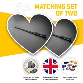 2 x Heart Stickers 15 cm - BW - Magic Wizarding World Elder Wand Fun Decals for Laptops,Tablets,Luggage,Scrap Booking,Fridges, #37046