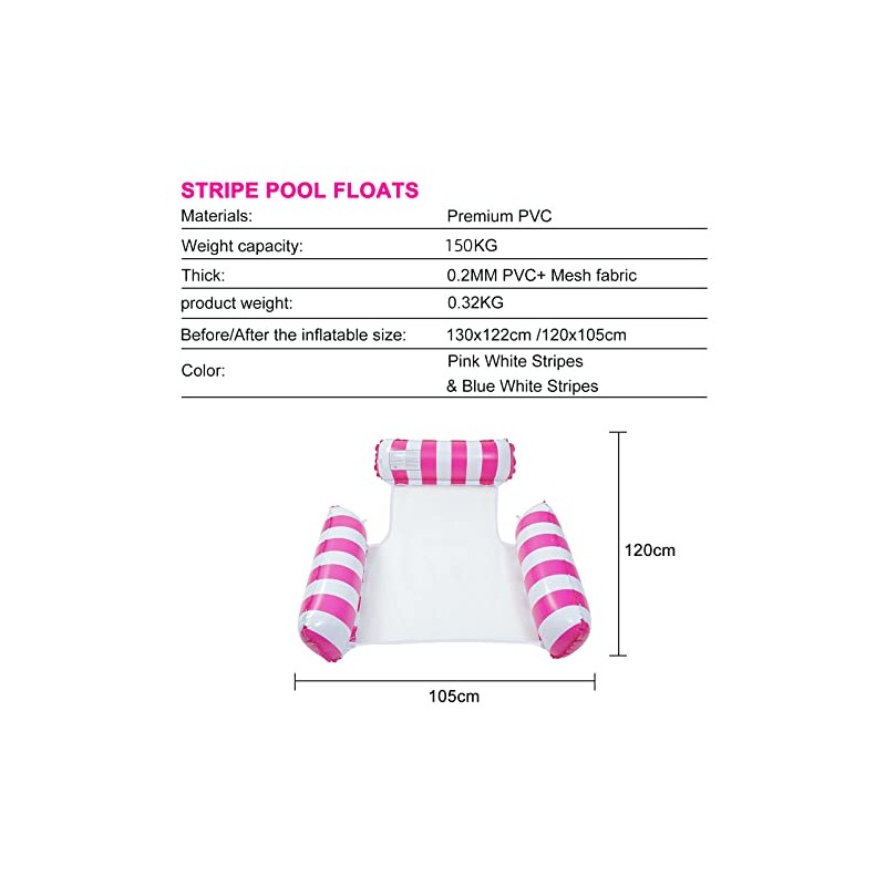 Juego de 2 colchonetas para piscina, flotador e inclinable, 4