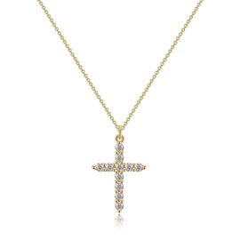 Joxevyia Mother's Day Gift Cross Necklace for Women 14K Gold Cubic Zirconia Cross Necklace for women Elegant Crystal Cross Pendant Simple Faith Jewelry Women