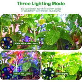 Seed Starter Trays with Grow Lights and Heat Mat, 48 Cells Seed Starter Kit with Lights, 3 Lighting Mode, 4 Timing Set（No Soil）