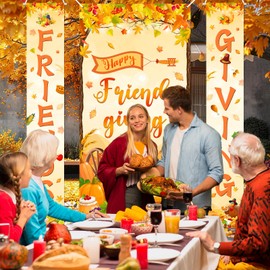 Avezano Friendsgiving Party Banner de 3 piezas Happy Friendsgiving Welcome Banner & Porch Sign Otoño Acción de Gracias Colgante Puerta de Amigos Decoración de Fiesta
