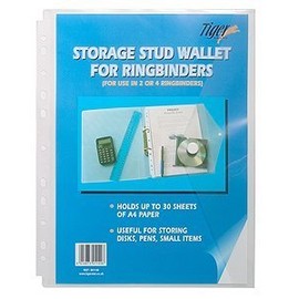 A4 Clear Plastic Stud Document Wallet For Ring Binder (Pack of 5)