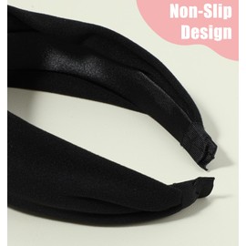 ValueBargain Wide Black Headbands for Women, 2pcs Non-slip Elastic Fabric Hair Accessories, Stylish Comfortable Headbands for for Sports Workouts and Everyday Wear