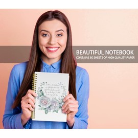 Knibeo Christian Floral Journal Notebook - Christian Notebook for Women, Christian Journals, Bible Journaling Notebook, 5.5×8.3 Spiral Bound Notebook with 164 Pages, Isaiah 42 16