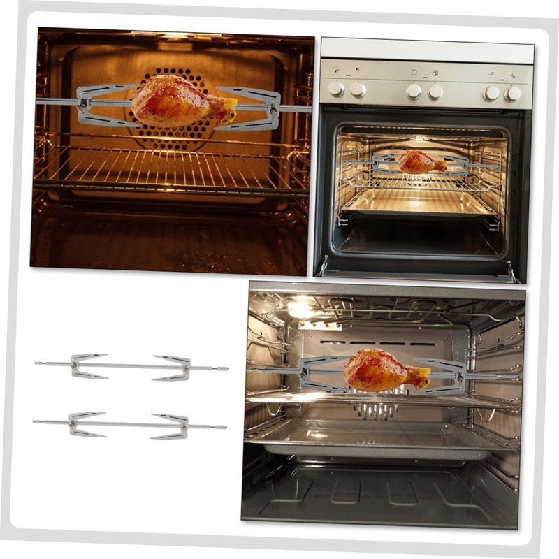 Totority 2 Sets Kitchen Rotating Chicken Forks Stainless Steel BBQ