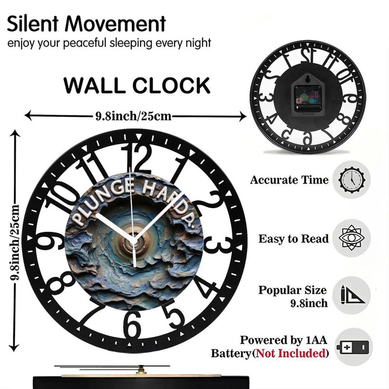 Farmhouse Style 25cm Circular Iron Clock with Distressed Finishsheet size: