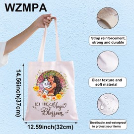 WZMPA Princess Moana Tote Bag Moana Fans Gift Let The Magic Blossom Moana Shoulder Bag Moana Merchandise, Blossom Moana Tg, Large