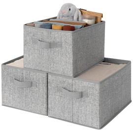 GRANNY SAYS GRANNY SAYS Storage Baskets for Shelves, Fabric Storage Bins with Handles, Collapsible Storage Boxes, Closet Storage Bins, Organizers and Storage, Gray, Large, 3-Pack