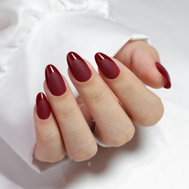 SHANGMENG French Tip Press on Nails Square for Women Gift - Soft Gel White and Brown Press on Nails Medium with Glue, Fit Perfectly & Natural Glue on Nails in 16 Sizes - 32 Reusable Fake Nails, Latte