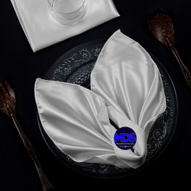 MDS Pack of 100 Wedding Satin 20" X 20" Heavy Duty Table Linen Napkin or Handkerchief Dinner Napkins for Wedding Banquet,Home Parties Decoration - White