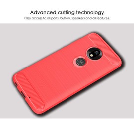 SCL [Red] Case for Moto G7 Play, Carbon Fibre Effect Gel Grip Protection Cover [Anti Scratch][Anti Collision] Compatible with The Moto G7 Play