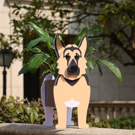 Fitcho German Shepherd Gifts,German Shepherd Dog Planter Outdoor Plant Pot,Cute Dog Flower Pots for Garden Decoration,Birthday Gifts for Women,Plant Container Holder Small German Shepherd