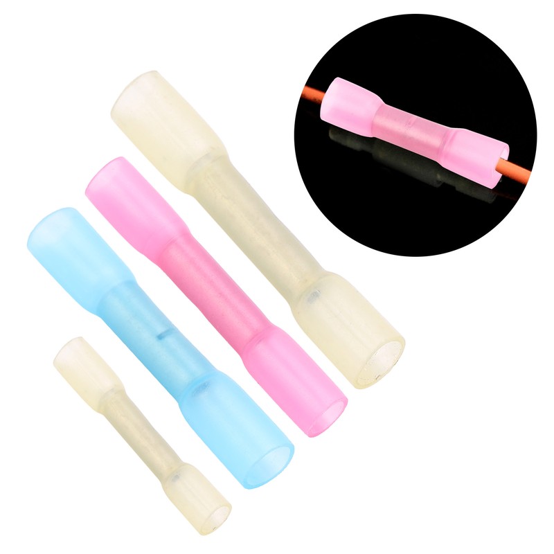 100Pcs Heat Shrink Terminals Butt Connectors Kit Waterproof Electrical Wire