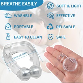 Ryaupy 6 x Magnetic Nose Clip - Snoring Stopper, Anti Snoring Aid - Effectively Prevent Snoring, Sleep Apnea and Hard Breathing (Blue + Transparent)