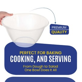 Concept4u 30CM Plastic Mixing Bowl for Baking Clear Reusable Kitchen Serving Bowl Transparent Mixing Cup for Cooking for Food Popcorn Salad Prep Baking Fruit, Vegetable, Salad