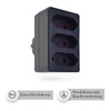 feletec 3-Way Socket Adaptor 3x Euro, Black, Multiple Plug, Multiple