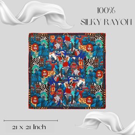 BURSA İPEQ Patterned Hair Bandana for Women Men | Silk Appearance Face Mask, Square Scarf, Headband, Handkerchief, Neck Scarf (Red III)