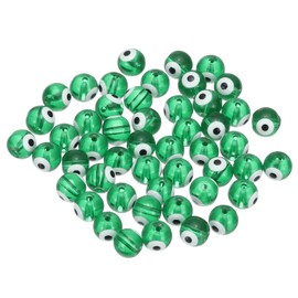 PATIKIL 8mm Evil Eye Beads, 50 Pcs Glass Turkish Evil Eye Charm Round Spacer Beads Pendant Connector for DIY Art Craft Bracelet Necklace Earrings Making, Transparent Green