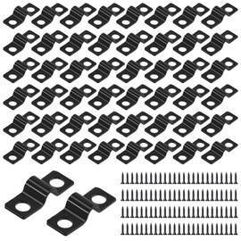 TTYSHIP Pack of 50 U-pipe clamps, 6 mm two-hole U pipe clamps, black with 100 screws for pipeline, electric cable, empty pipes