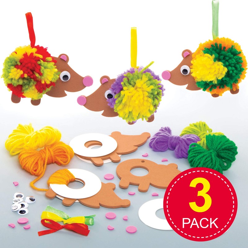 Baker Ross AW938 Animal Hedgehog Pom Kits, Arts and Crafts