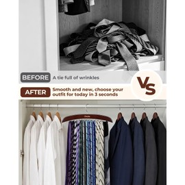 Tie Rack Hanger for Closet: Ohuhu 2 Packs 24 Folding Hooks Tie Hangers for Men Wooden Tie Holder Organizer Space Saving Necktie Storage 360 Degree Rotating Ties Belts Scarves Tank Tops-Walnut