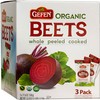 Organic Red Beets, Whole, Peeled & Cooked, 3 pack 17.6