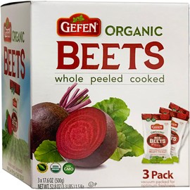 Organic Red Beets, Whole, Peeled & Cooked, 3 pack 17.6 oz (3.3 lbs) Salad Ready