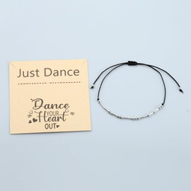 PLITI Just Dance Morse Code Bracelet Dance Lover Gift Dance Team Gift Dance Your Heart Out Inspirational Gift For Dancer (Just Dance Morse bgU)