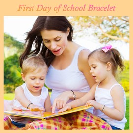 SmileBelle 3Pcs First Day of School Bracelet for Son Daughter, Mom and Daughter Bracelets with Bear for Son as Back to School Gifts 1st 2nd Grade Kindergarten Bracelet Jewelry Matching School Outfit