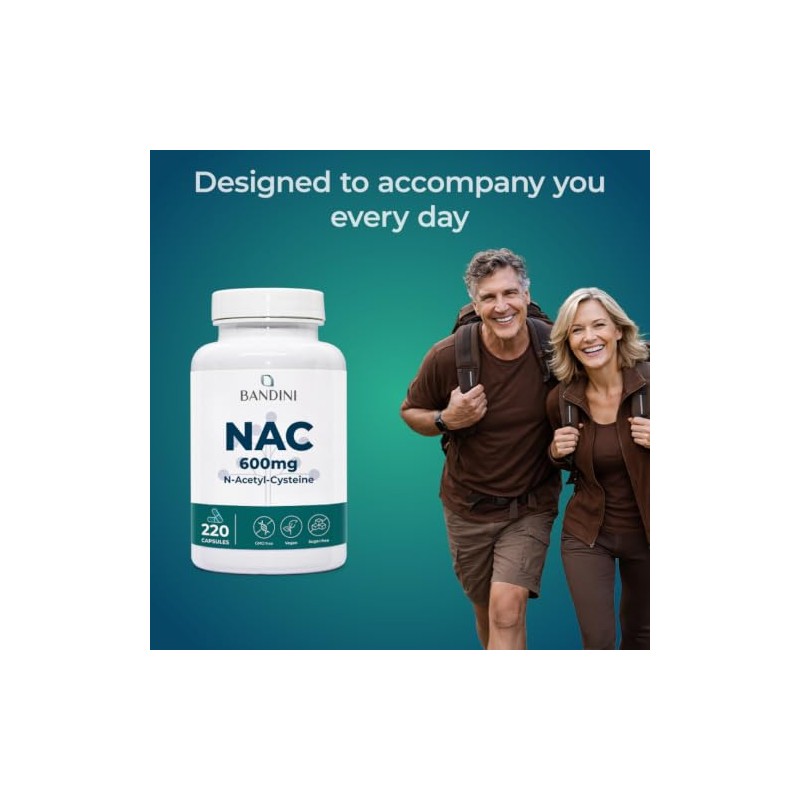 Bandini® NAC N-Acetyl-Cysteine ​​600 mg | 220 Vegan Capsules (+7
