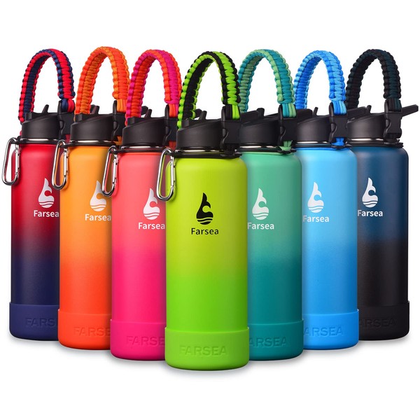 Farsea Insulated Water Bottle With Paracord Handle, Protective Silicone Boot