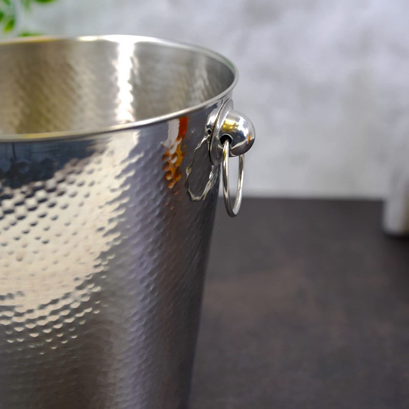 Ice Bucket Hammered Stainless Steel Drink Wine Party Chiller Champagne