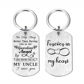 Laluminter Sympathy Gifts for Loss - Forever In My Heart Uncle Memorial Keychain, In Loving Memory of Uncle Gift Ideas