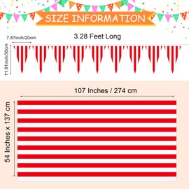 Carnival Theme Party Decorations Circus Decorations Carnival Table Skirts Carnival Tablecloths Red White Striped Pennant Banners Circus Carnival Bunting Banners for Carnival Circus Decors (20)