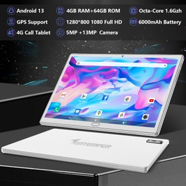 2023 Newest 10 Inch Tablet,2 in 1 Tablet with Keyboard Mouse, Android Tablet 4G Cellular with 2 SIM 1 SD-64GB ROM SD Max 512GB,Octa-Core,1080 FHD,13MP,GMS-Zertifizierung,GPS/ WIFI/ Bluetooth(Silvery)