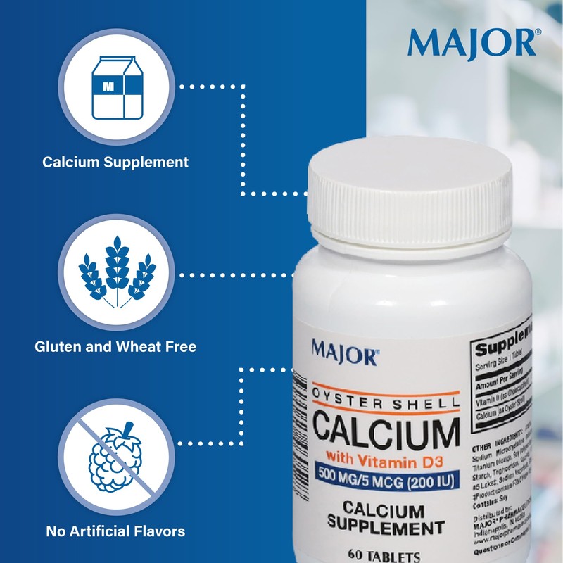 Major Oyster Shell Calcium with Vitamin D3 500 mg /