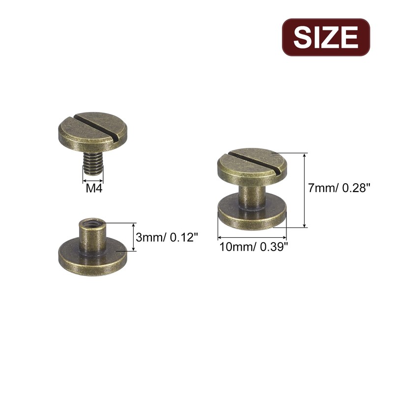 sourcing map 30Pack Brass Chicago Screws, 3x10mm Flat Head Screw