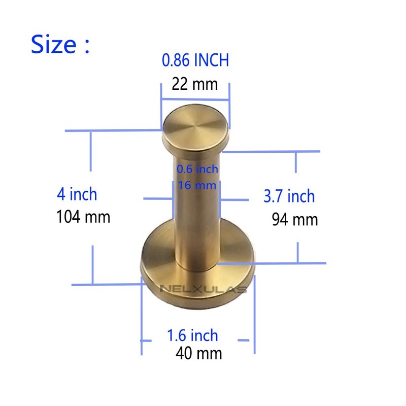 NELXULAS Golden Brushed Stainless Steel Single Heavy Duty Wall Mount