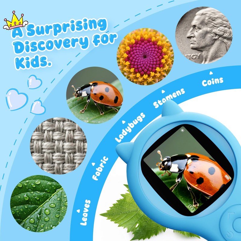 Outdoor Exploration Microscope for Kids, 500X Portable Digital Microscope with