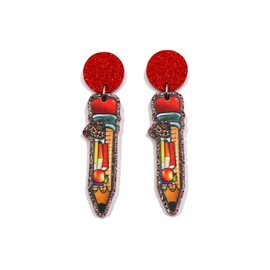 Teacher Earrings for Women,Acrylic Rainbow Pencil Book Dangle Earrings Hypoallergenic Back to School Teacher’s Earring Graduation Teacher Appreciation Jewelry (Style-D)