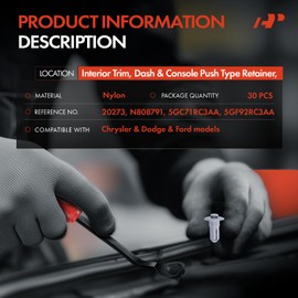 A-Premium 30 PCS Retainer Clip Fasteners Compatible with Dodge Durango 1997-2024 & Ford Pickup 1997-2024 & Chrysler Replaces 5GC71RC3AA, 5GF92RC3AA - for 9mm Hole