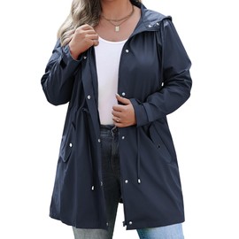 IN'VOLAND Raincoats for Women with Hood Plus Size Lightweight Rain Jacket Active Outdoor Waterproof Coat