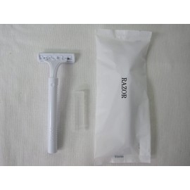 Razor, Disposable Commercial (RA Double Blade), 100 Pieces, Amenities, White, T-shaped Shaver, Shaving, Razor, 2 Blades (100)