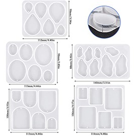 SENHAI - 12 moldes de resina para joyería con 360 accesorios para aretes, moldes de resina de tamaño variado con agujero, moldes de resina para pendientes de silicona para hacer joyas, pendientes,