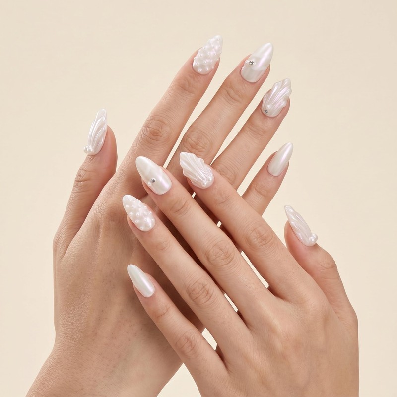 Sun&Beam Nails Handmade Nail Tips, Medium Long Almond, False Nails,
