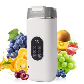 Portable Personal Blender with 12 Stainless Steel Blades – USB Rechargeable for Smoothie Shakes,14 Oz/420ML Cup and Extra Handle Lid, for Travel Sports Gym (White)