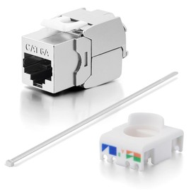 AOOSU Keystone Module and DIN Rail Adapter Set, DIN Rail Adapter for Keystone Module Keystone RJ45 Network Cat6a Cat6 Cat5e, 4 Pieces CAT 6A Modules and 4 Pieces Holder, Fits Standard DIN Rail