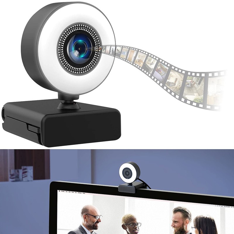 Somikon Webcam with Light: Full HD USB Webcam with LED