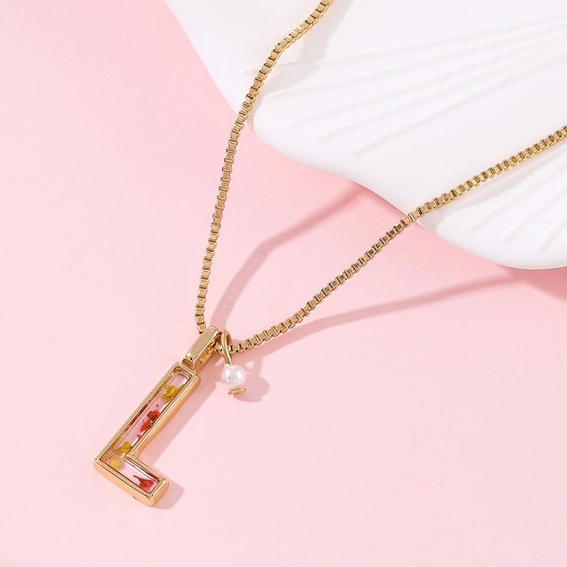 Firopia 18K Gold Box Chain Initial Necklaces for Women |